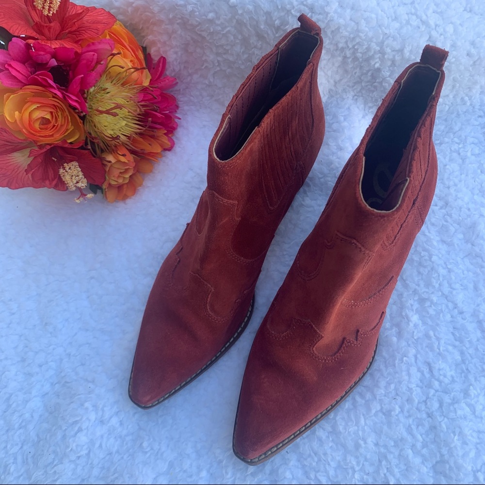 Sam Edelman “Winona” Rust Suede Ankle Boots, 7.5